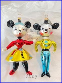 Christopher Radko Italian Glass Ornament Mickey & Minnie KISSING COUSINS Signed