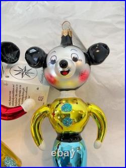 Christopher Radko Italian Glass Ornament Mickey & Minnie KISSING COUSINS Signed