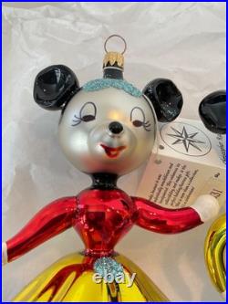Christopher Radko Italian Glass Ornament Mickey & Minnie KISSING COUSINS Signed