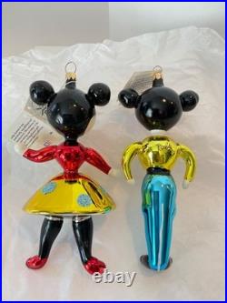 Christopher Radko Italian Glass Ornament Mickey & Minnie KISSING COUSINS Signed