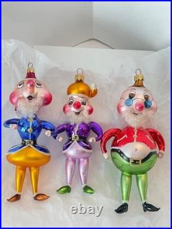 Christopher Radko Italian Glass Ornaments HI HO TRIO 96-056-0 Snow White Dwarfs