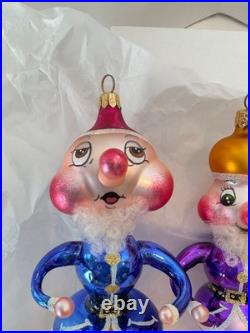 Christopher Radko Italian Glass Ornaments HI HO TRIO 96-056-0 Snow White Dwarfs
