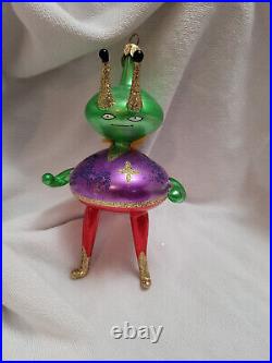 Christopher Radko Italian Space Buddies Green Alien Glass Ornament