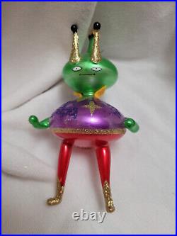 Christopher Radko Italian Space Buddies Green Alien Glass Ornament