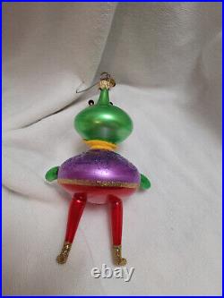 Christopher Radko Italian Space Buddies Green Alien Glass Ornament