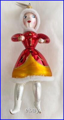 Christopher Radko Italian Sparkling Red Ice Skater Ornament Italy, RARE, RETIRED