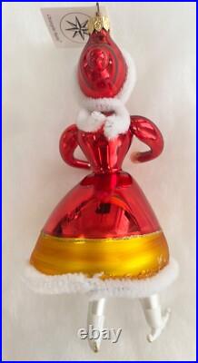 Christopher Radko Italian Sparkling Red Ice Skater Ornament Italy, RARE, RETIRED