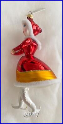 Christopher Radko Italian Sparkling Red Ice Skater Ornament Italy, RARE, RETIRED