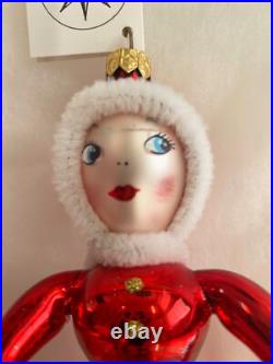 Christopher Radko Italian Sparkling Red Ice Skater Ornament Italy, RARE, RETIRED