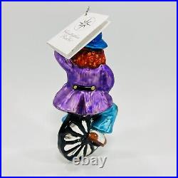 Christopher Radko Jolly Cycle Clown Unicycle Christmas Ornament 7? With Tag