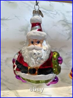 Christopher Radko Jolly Santa Ornaments, Lot of 3