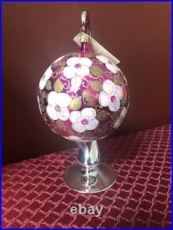 Christopher Radko Large Ball Pink Cherub and Flowers Ornament