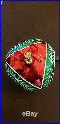 Christopher Radko Large Glass Reflector Ball Christmas Ornament 6 Dia