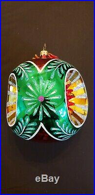 Christopher Radko Large Glass Reflector Ball Christmas Ornament 6 Dia