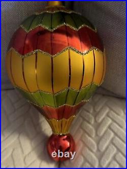Christopher Radko Large Hot Air Balloon Christmas Ornament HTF Vintage