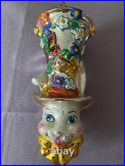 Christopher Radko Large Spring Easter Bunny Tall Top Hat Ornament