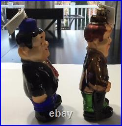 Christopher Radko Laurel & Hardy Blown Glass Ornaments Made In Poland