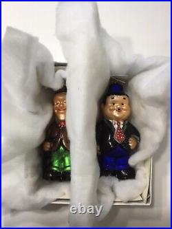 Christopher Radko Laurel & Hardy Blown Glass Ornaments Made In Poland