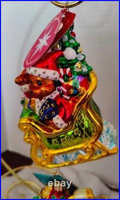 Christopher Radko Lot 3 Ornaments Chimney Surprise, Fuzzy Glider, Flower Power