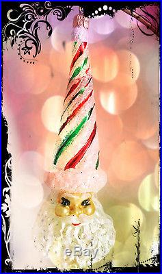 Christopher Radko Lucky SANTA's HEAD Peppermint Candy Handcrafted Glass Ornament