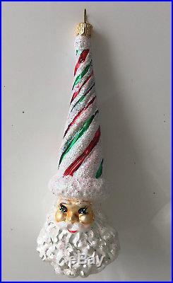 Christopher Radko Lucky SANTA's HEAD Peppermint Candy Handcrafted Glass Ornament
