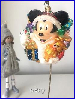 Christopher Radko MICKEY MOUSE with GIFTS Disney Handcrafted Big Glass Ornament