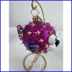 Christopher Radko Macy's PUFF-A-KISS Blow Fish Christmas Ornament RETIRED