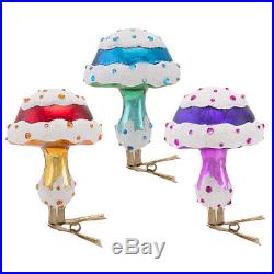 Christopher Radko Magic Mushrooms Set of 3 Jeweled clip-on Ornaments 1016644