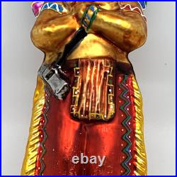 Christopher Radko Me Big Chief Glass Ornament 97 316 0 Indian 8 Tall Vintage