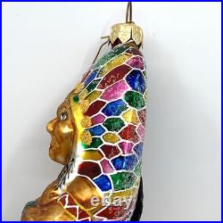 Christopher Radko Me Big Chief Glass Ornament 97 316 0 Indian 8 Tall Vintage