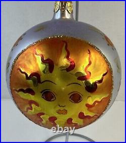 Christopher Radko Mediterranean Sun Glass Ornament Hand Paint Sol Star Sunrise