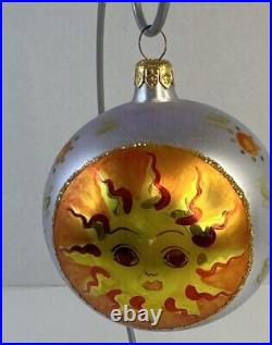 Christopher Radko Mediterranean Sun Glass Ornament Hand Paint Sol Star Sunrise