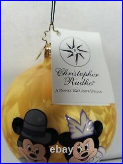 Christopher Radko Mickey & Minnie Mouse Wedding Rare Holiday Ornament Ball