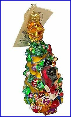 Christopher Radko Mickey & Minnie's Christmas 2002 Glass Ornament Orig Box withTag
