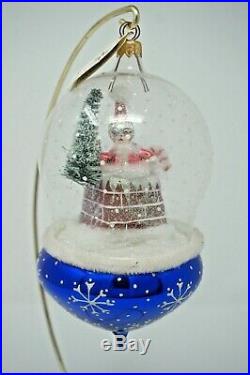 Christopher Radko Midnight Visit Santa Snowglobe Italian Glass Ornament 96-023-0