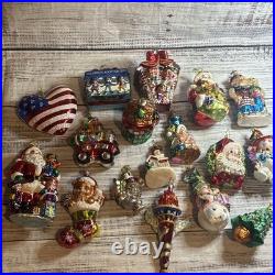Christopher Radko Mouth Blown Glass Christmas Ornaments Lot of 17 WithPlastic Box