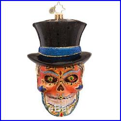 Christopher Radko Mr. Dead Skeleton Skull with Hat Glass Ornament 1017401
