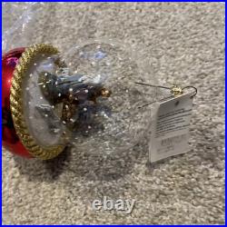 Christopher Radko Nativity Snow Fall Red Snow Globe Christmas Ornament New Withtag