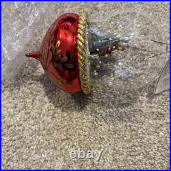 Christopher Radko Nativity Snow Fall Red Snow Globe Christmas Ornament New Withtag