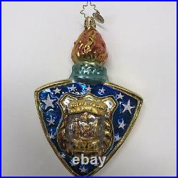 Christopher Radko New York City's Finest NYPD Blown Glass Ornament 2002 Poland