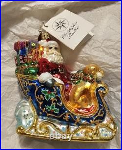 Christopher Radko Nick's Retriever Glass Ornament Santa Dog 1010406 HTF RARE
