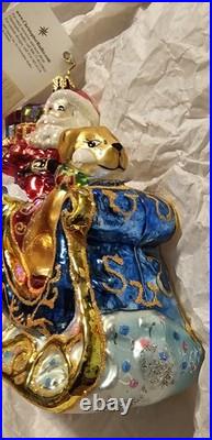 Christopher Radko Nick's Retriever Glass Ornament Santa Dog 1010406 HTF RARE