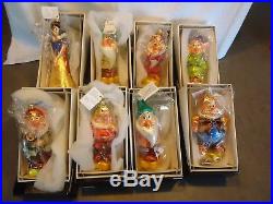 Christopher Radko Ornament Disney Snow White & Seven Dwarfs Holiday 8pc set NIB