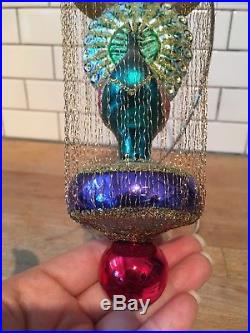 Christopher Radko Ornament Gilded Cage 93-406-1 Peacock 9 Purple 1995 Gold Wire