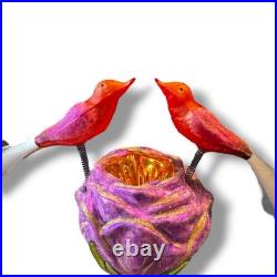 Christopher Radko Ornament Glass Rosy Lovebirds 1994 Clip