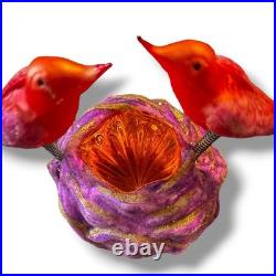 Christopher Radko Ornament Glass Rosy Lovebirds 1994 Clip