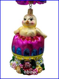 Christopher Radko Ornament Spring Opening Easter Chick Egg Pink Green 1010036