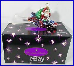 Christopher Radko Ornament with Box SANTA ROCKETEER Rare Santa on Rocket