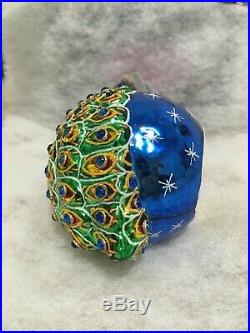 Christopher Radko PEACOCK ornament In Living Color VERY RARE VINTAGE