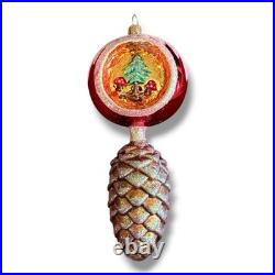 Christopher Radko PINETOPS Reflector Red Pinecone Christmas Ornament 00-499-0